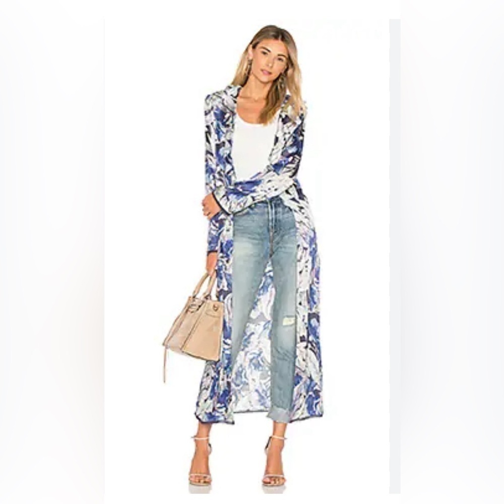 Tularosa Drucilla Duster in midnight floral Sz S side invisible poquets